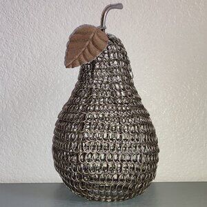 Metallic Wire Pear Sculpture
